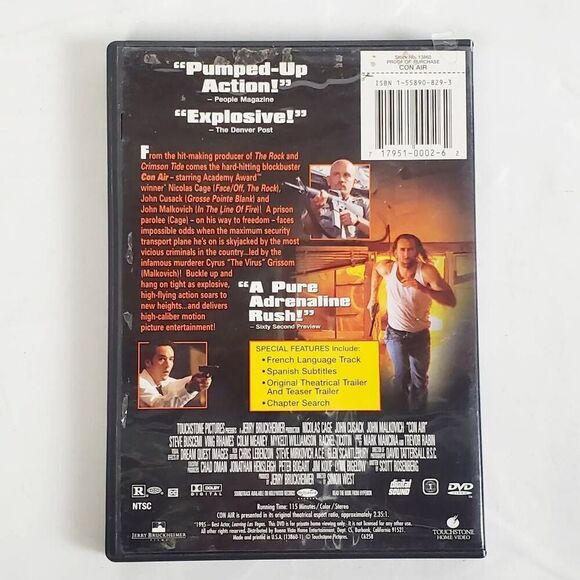 Con Air DVD Nicolas Cage John Cusack John Malkovich Action Classic - Picture 3 of 3